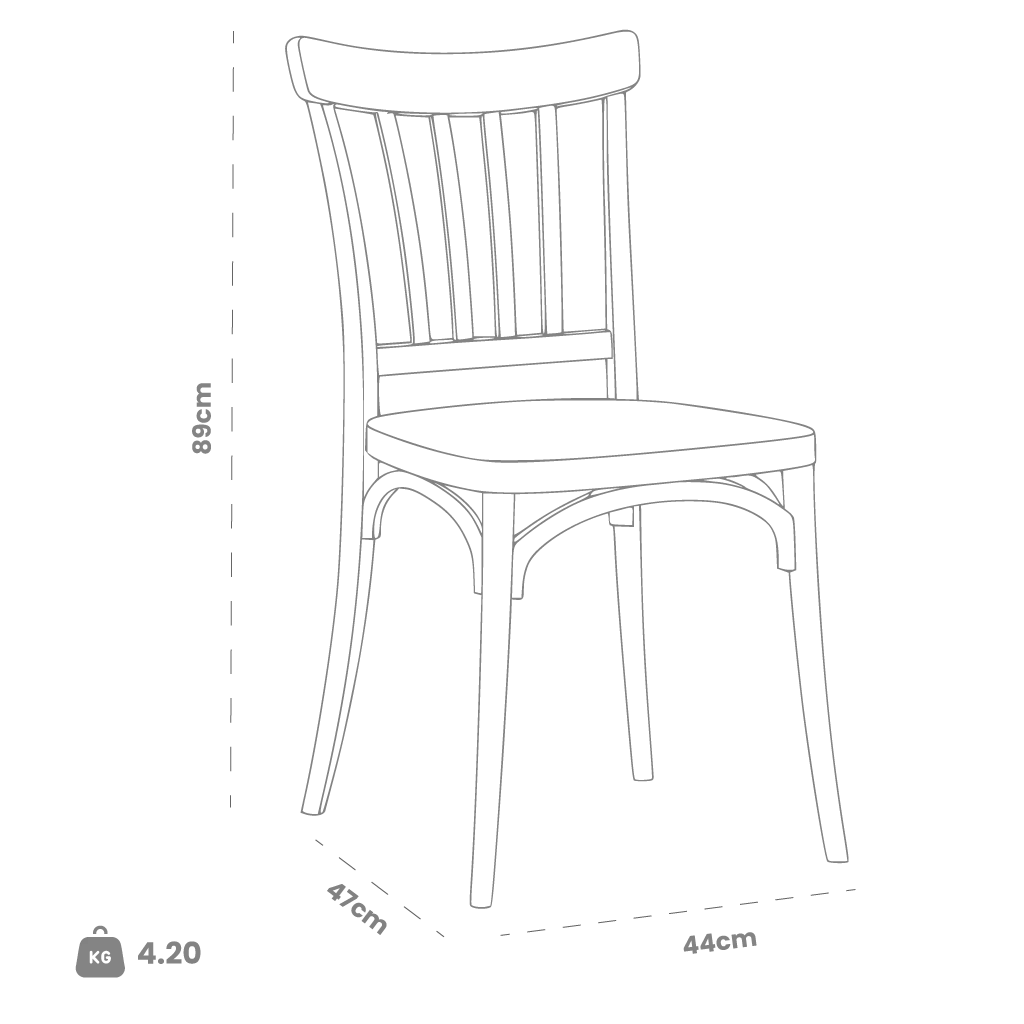 Dimensions (cm) chair dimension view