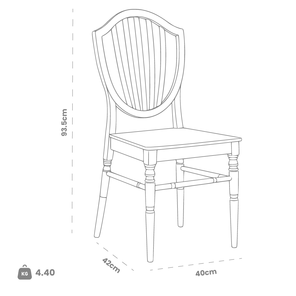 Dimensions (cm) chair dimension view