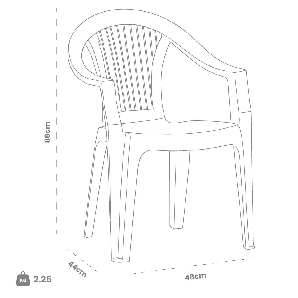Dimensions (cm) chair dimension view