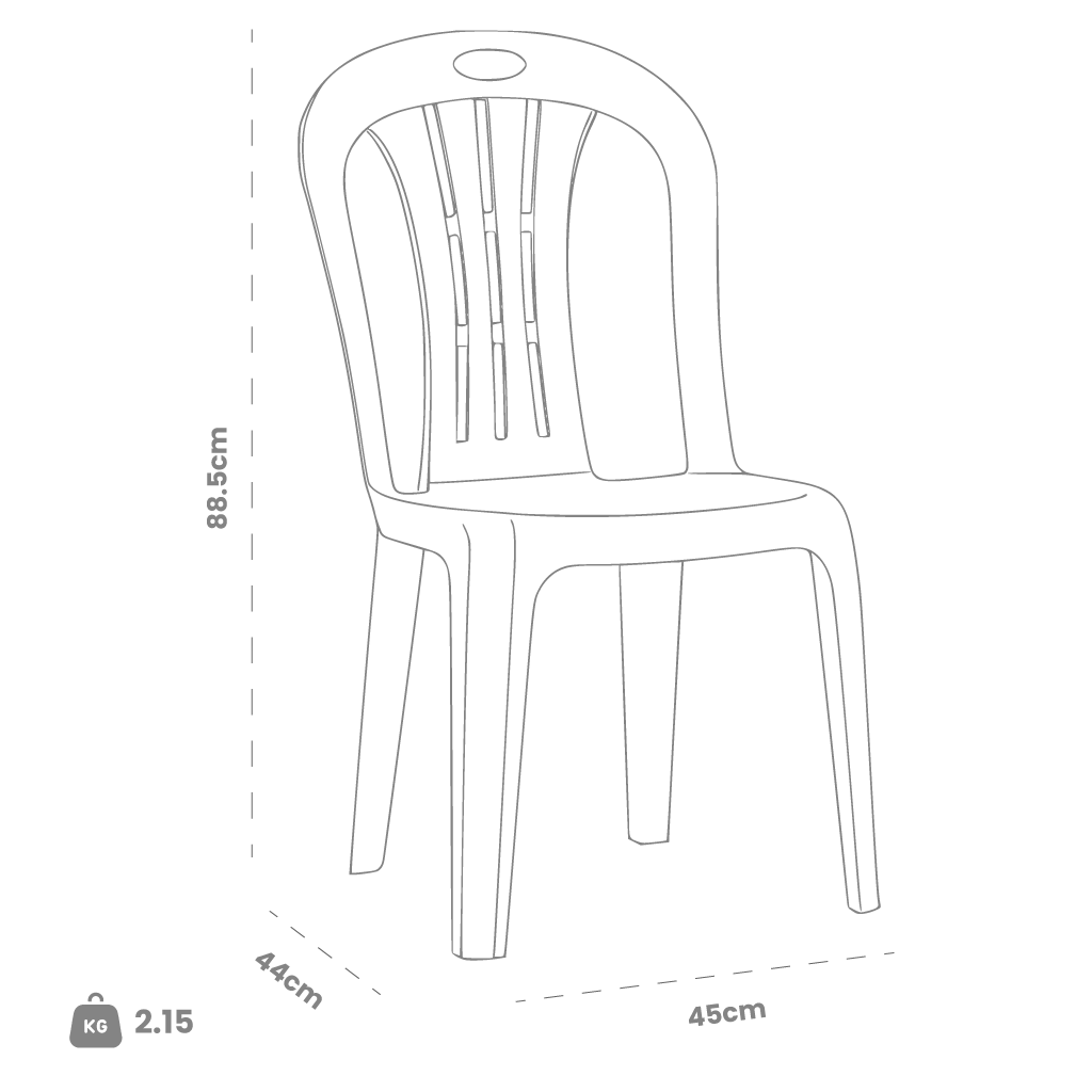 Dimensions (cm) chair dimension view