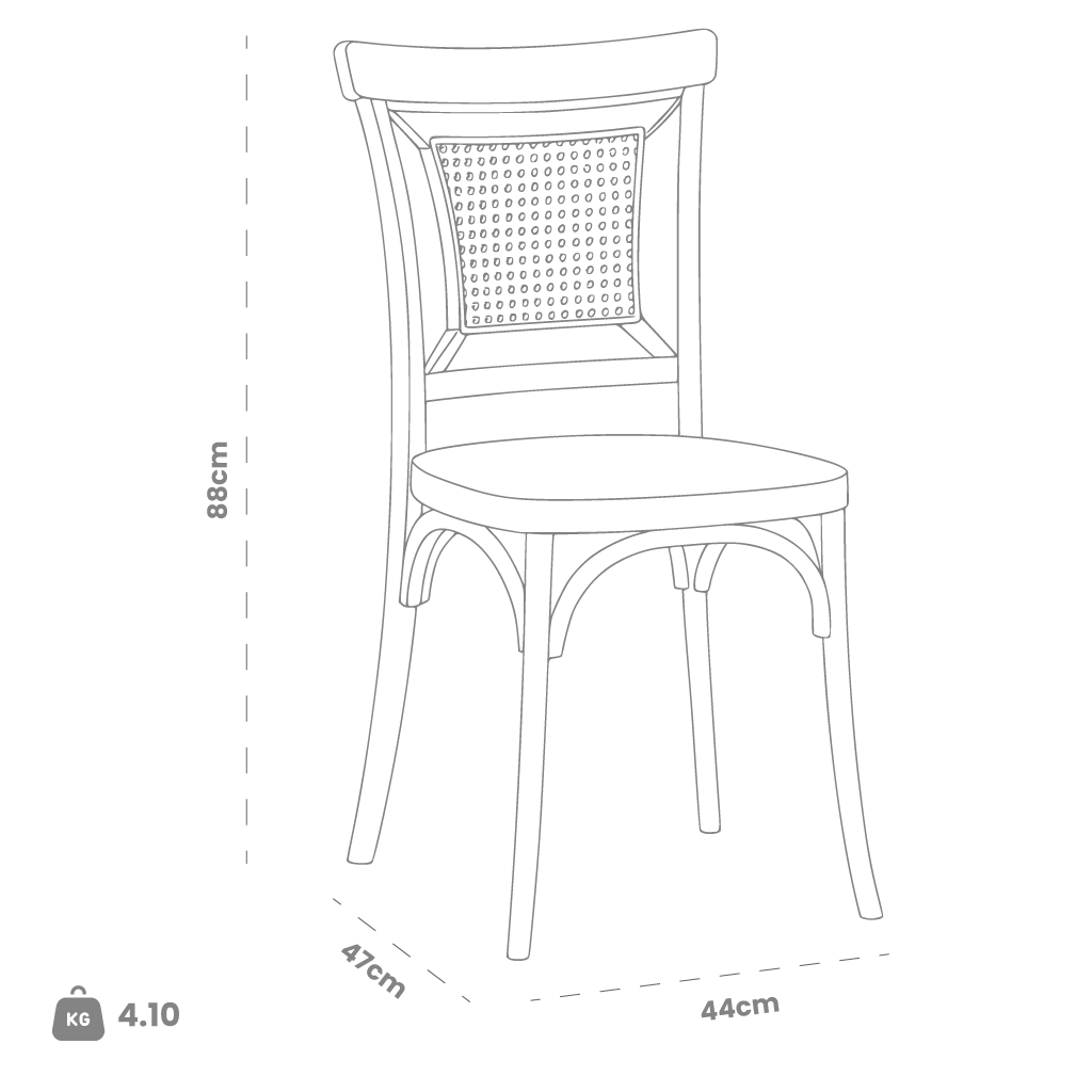 Dimensions (cm) chair dimension view