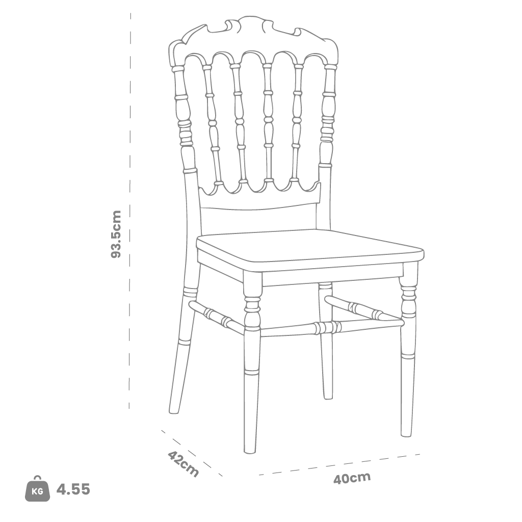 Dimensions (cm) chair dimension view