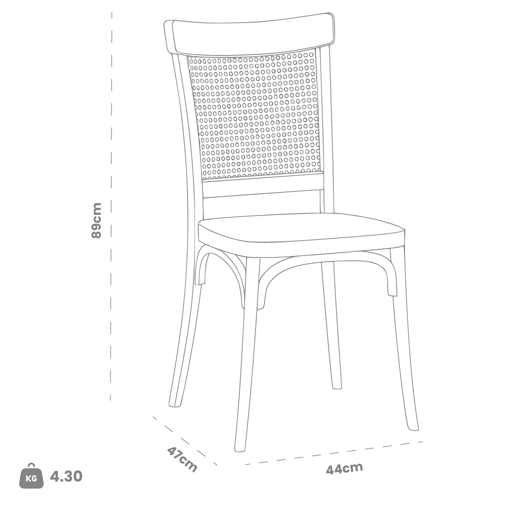 Dimensions (cm) chair dimension view