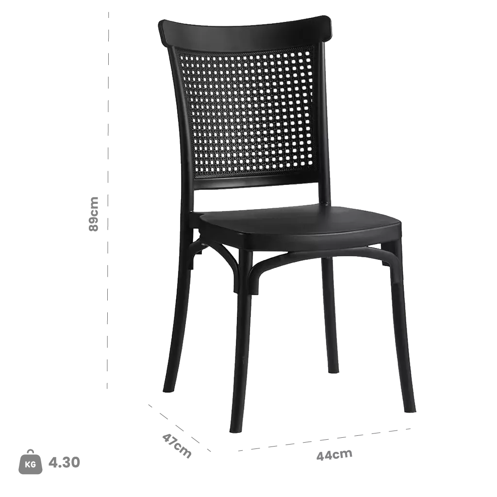 Dimensions (cm) chair dimension view