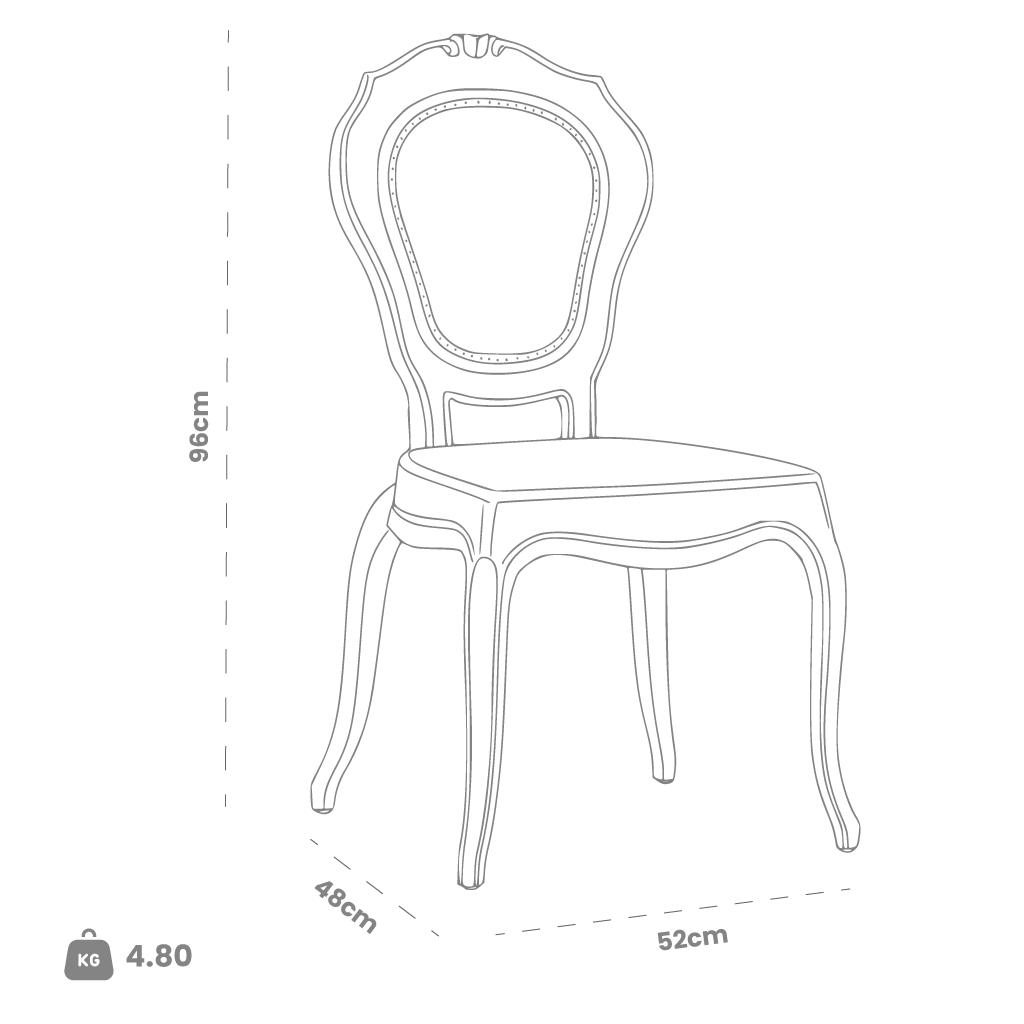 Dimensions (cm) chair dimension view