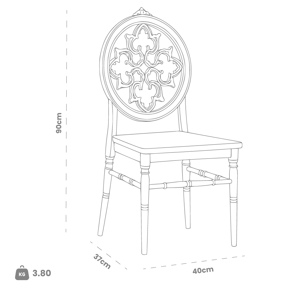 Dimensions (cm) chair dimension view