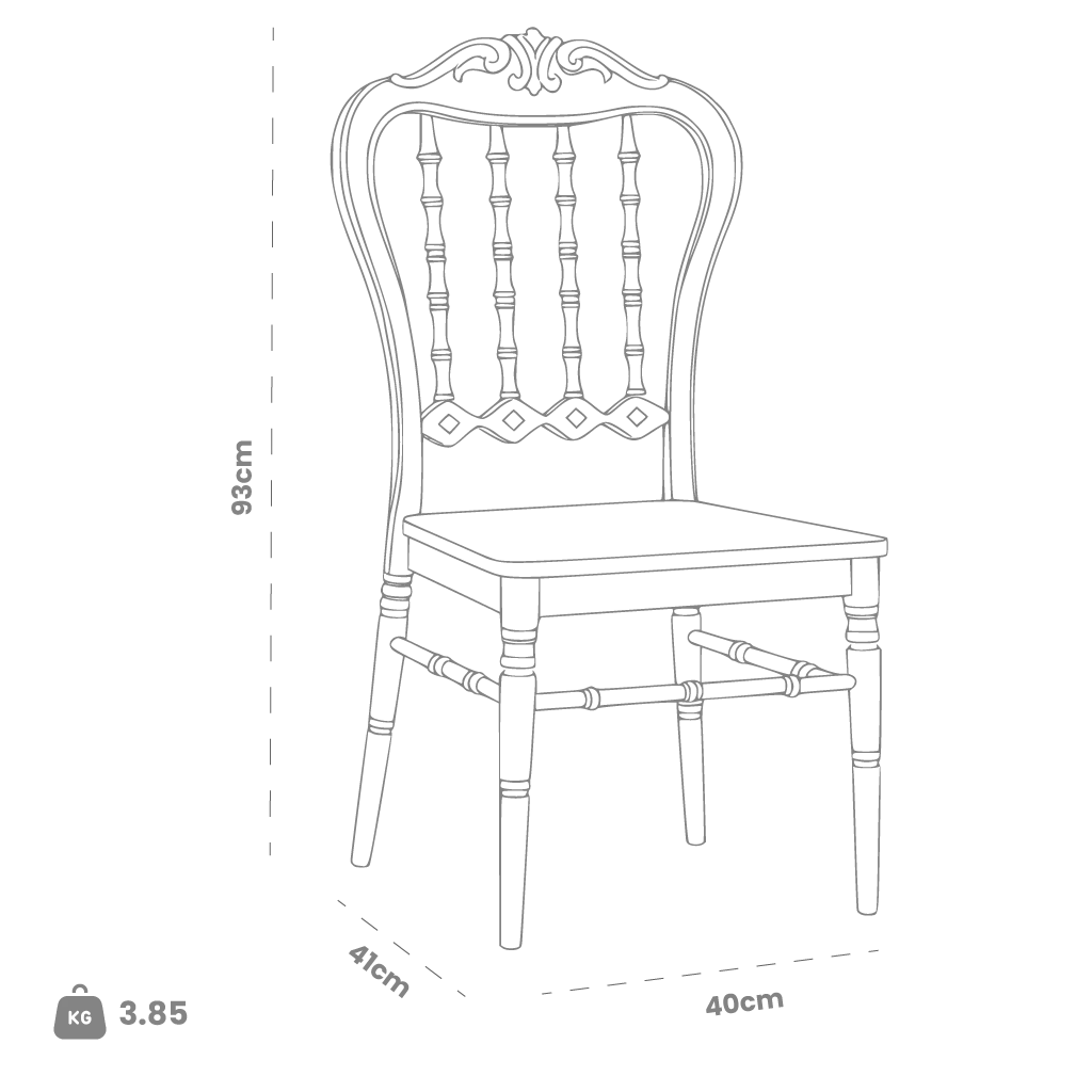 Dimensions (cm) chair dimension view