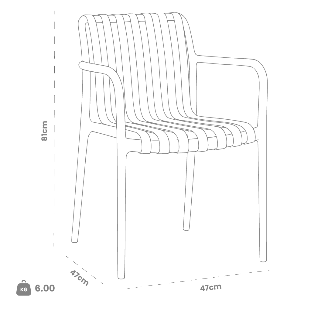 Dimensions (cm) chair dimension view