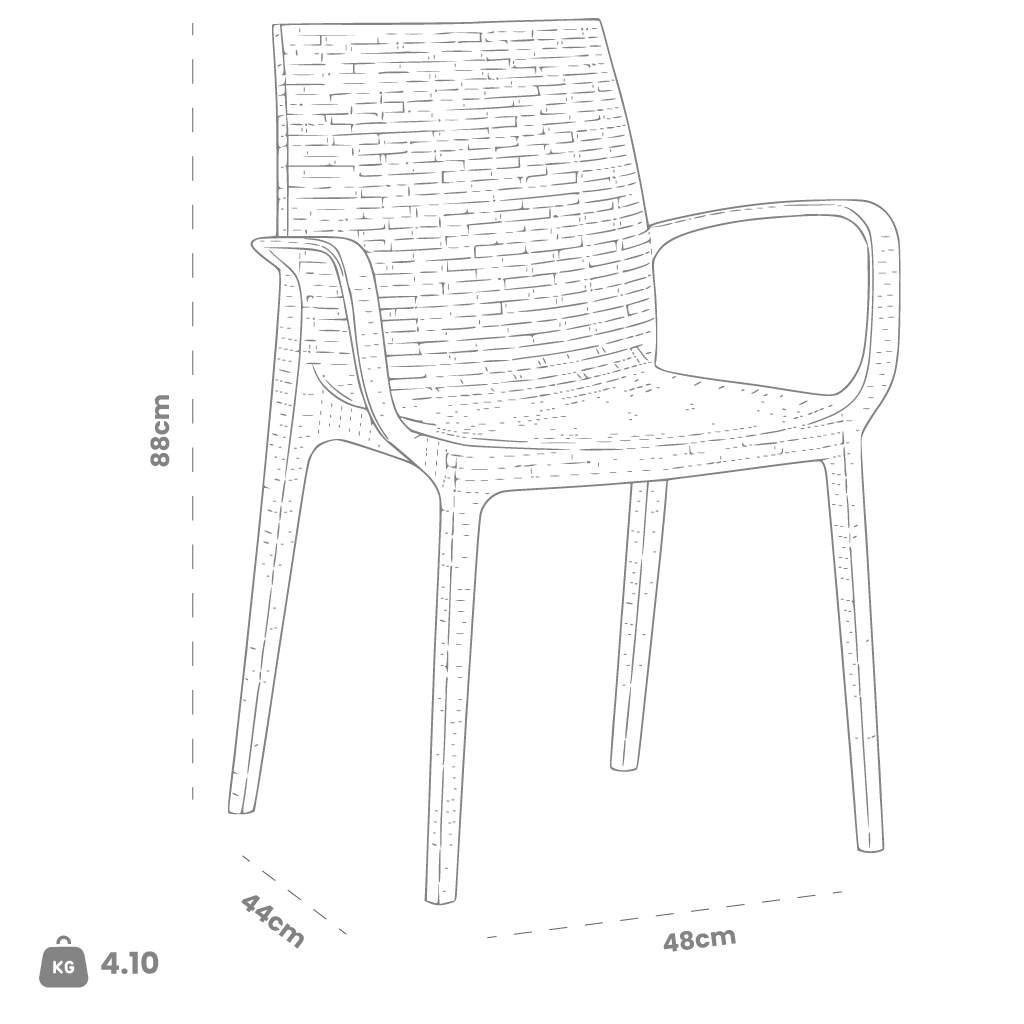 Dimensions (cm) chair dimension view