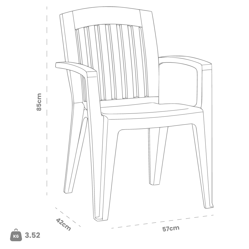 Dimensions (cm) chair dimension view