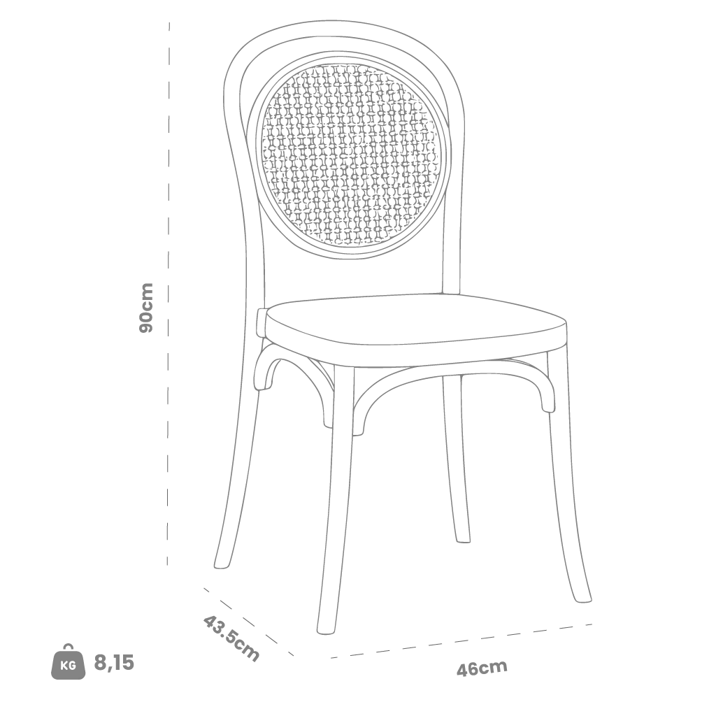 Dimensions (cm) chair dimension view