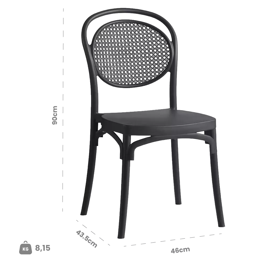Dimensions (cm) chair dimension view