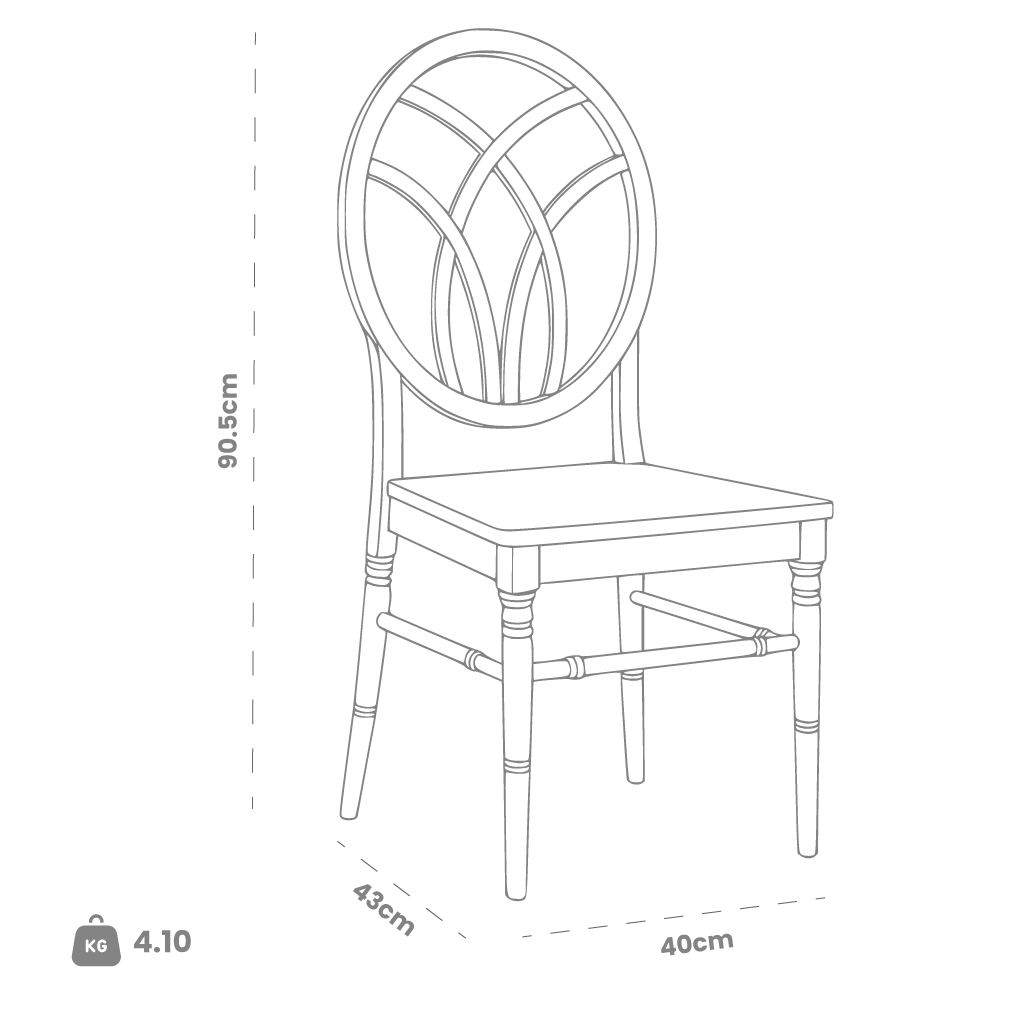 Dimensions (cm) chair dimension view