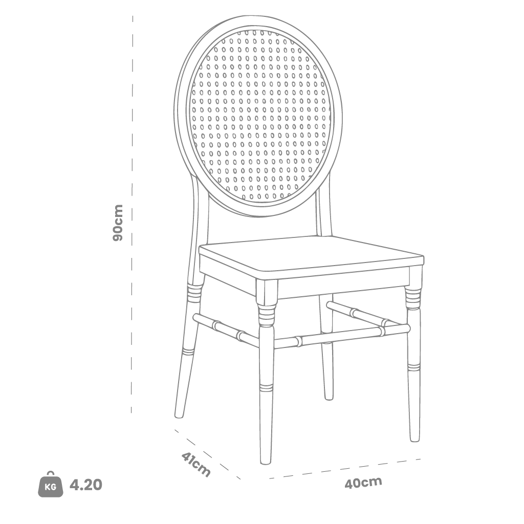 Dimensions (cm) chair dimension view