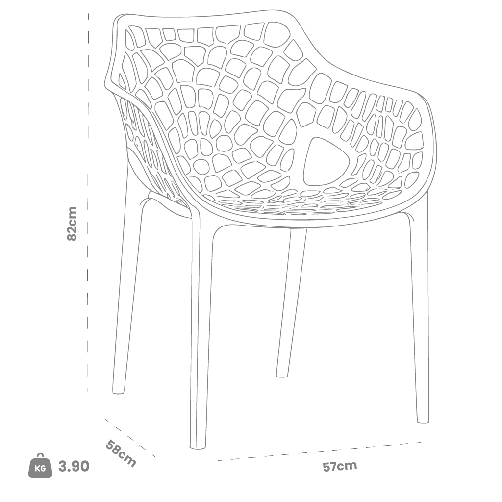 Dimensions (cm) chair dimension view