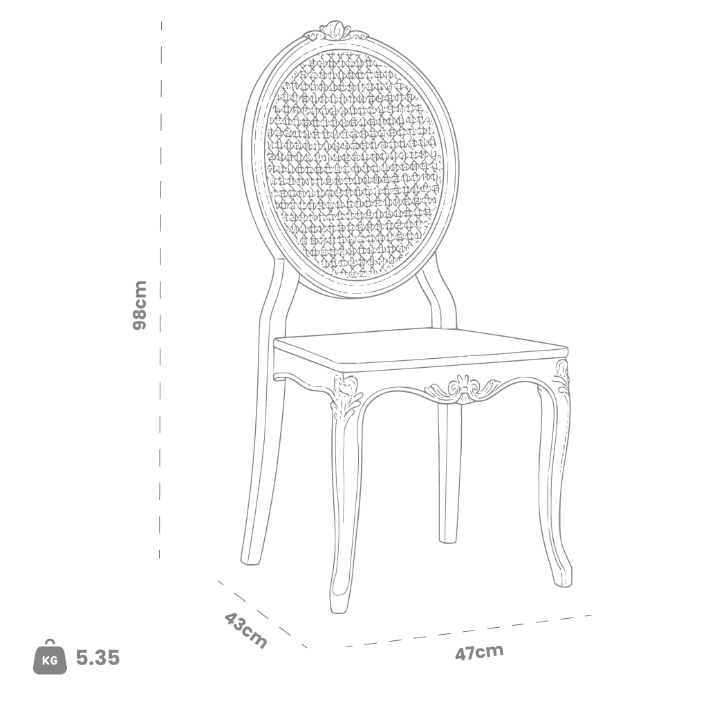 Dimensions (cm) chair dimension view